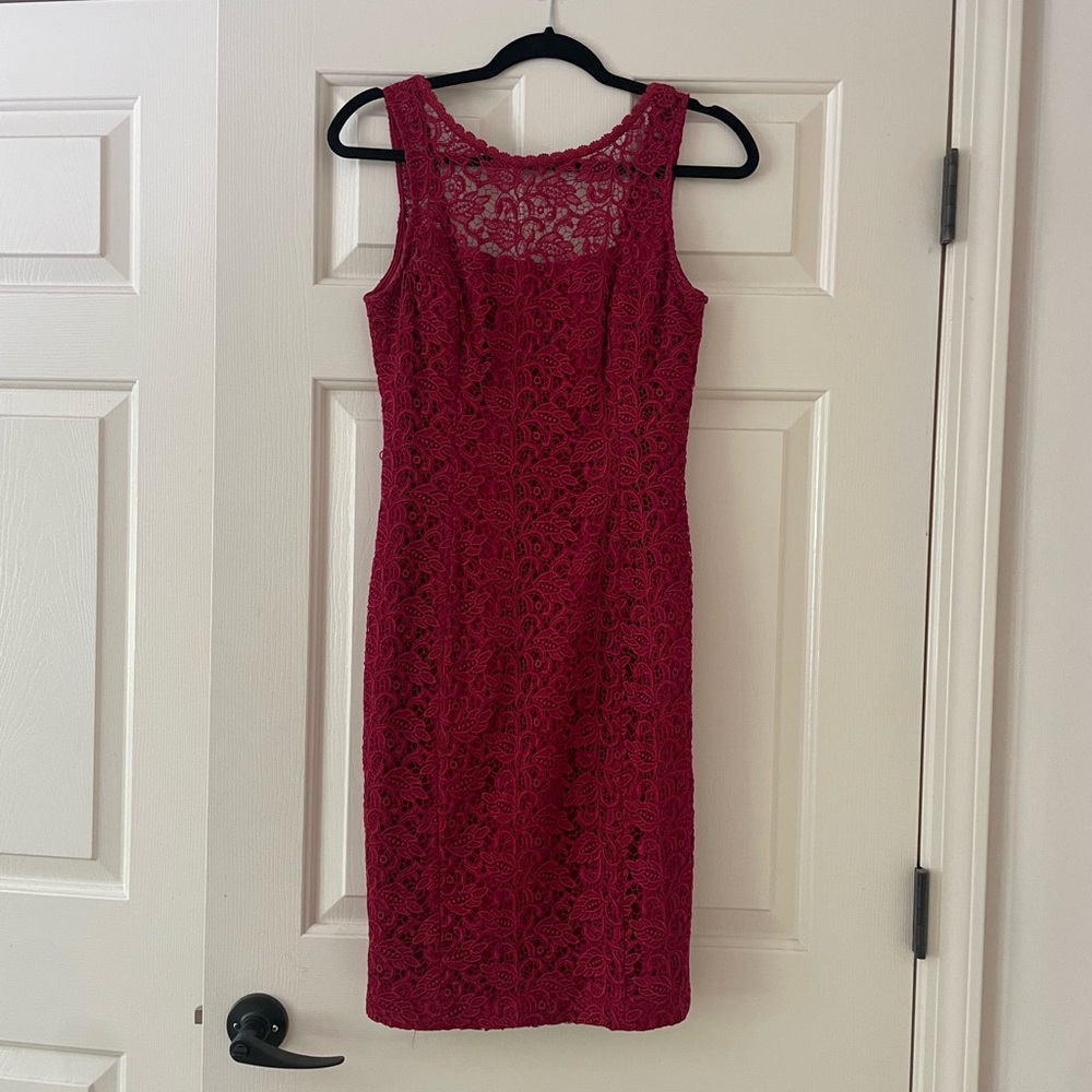 White House Black Market Red Sleeveless Sheath Dress